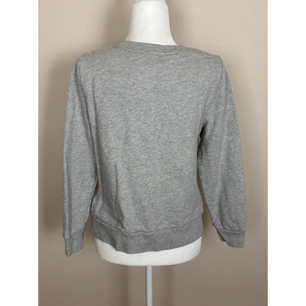 J.Crew Women Heather Gray Floral Lace Embroidered Cotton Sweatshirt Size Medium